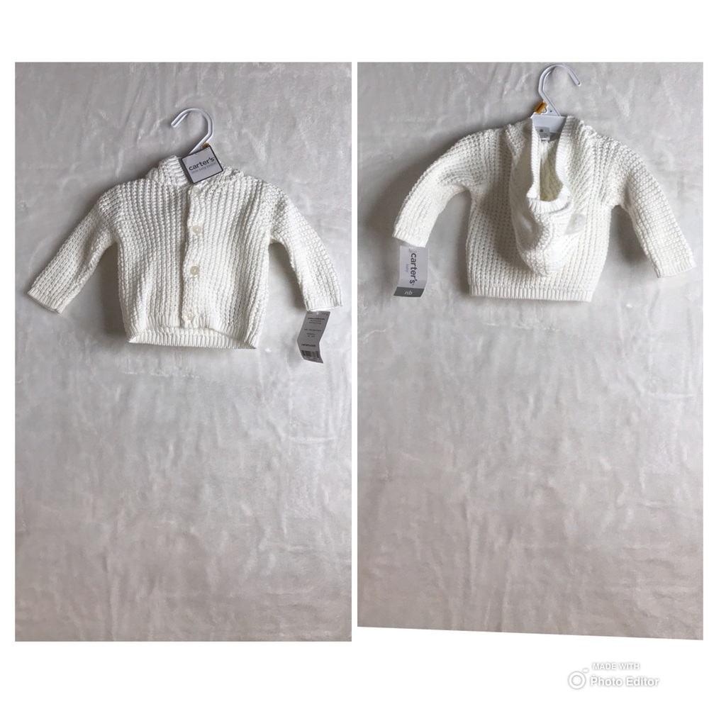 Carter's, baby sweater white size newborn